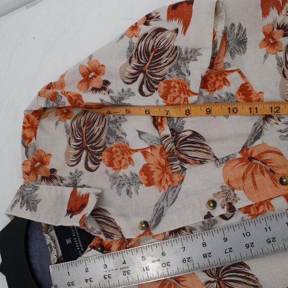 roark Shirt Men's Medium Short Sleeve Button Up Floral Cotton lightweight camp - Picture 8 of 13